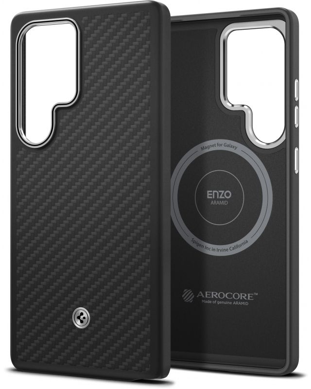 Samsung Capac protectie spate Magnet Aramid Black/Silver pentru Galaxy S25 Ultra (S938)