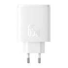 Incarcator retea Baseus Cube Pro, Quick Charge 65W, 2x USB-C, 1x USB, White