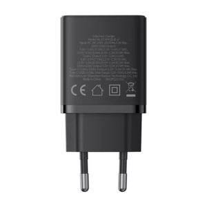 Baseus Cube, Quick Charge 30W, 1x USB-C, 2x USB, Black