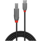 Cablu periferice LINDY Anthra, USB 2.0 tip C Male - USB 2.0 tip B Male, 1m, negru-gri