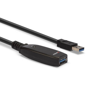 LINDY Active Extension Slim, USB 3.0 Male tip A - USB 3.0 Female tip A, 15m, negru