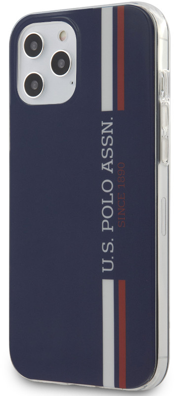 US Polo Protectie pentru spate Tricolor Vertical Stripes Navy pentru iPhone 12 Pro Max