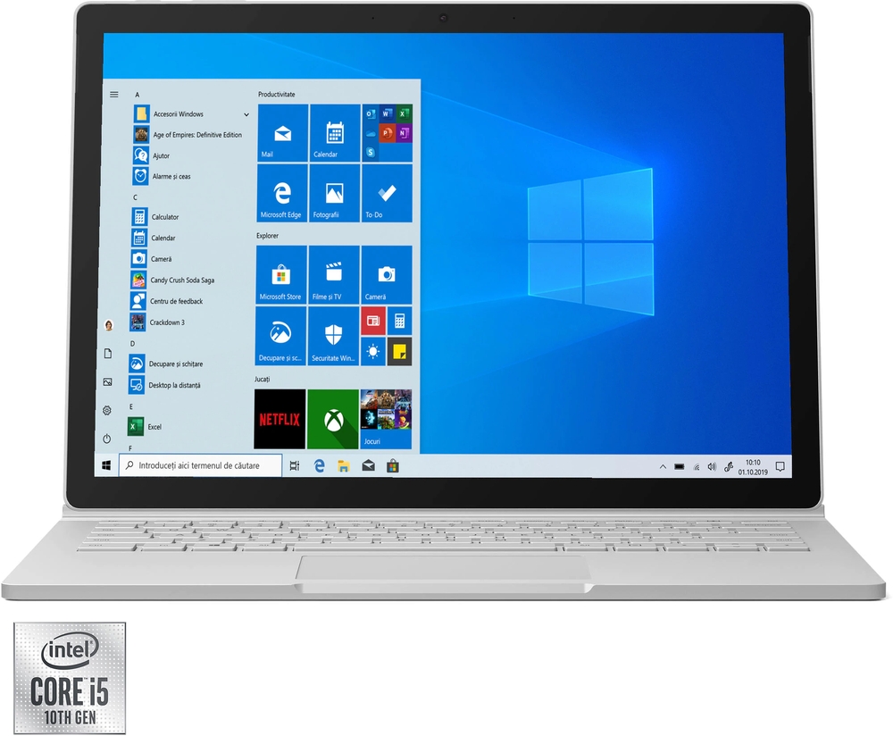 Ultrabook Microsoft 13.5'' Surface Book 3, PixelSense Touch, Procesor Intel® Core i5-1035G7 (6M Cache, up to 3.70 GHz), 8GB DDR4, 256GB SSD, Intel Iris Plus, Win 10 Home, Platinum