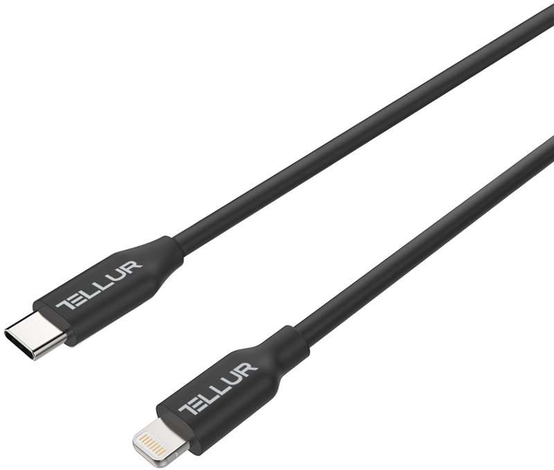 Cablu de date / adaptor Tellur USB-C Male la Lightning Male, 1 m, Black