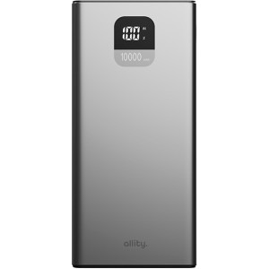 Baterie externa Allity APB-100, 10000 mAh, 2x USB, 1x USB-C, 22.5 W, QuickCharge, Display, Silver