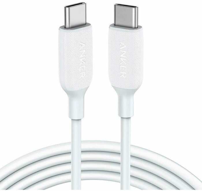 Cablu de date / adaptor Anker PowerLine III, USB-C Male la USB-C Male, 1.8 m, White