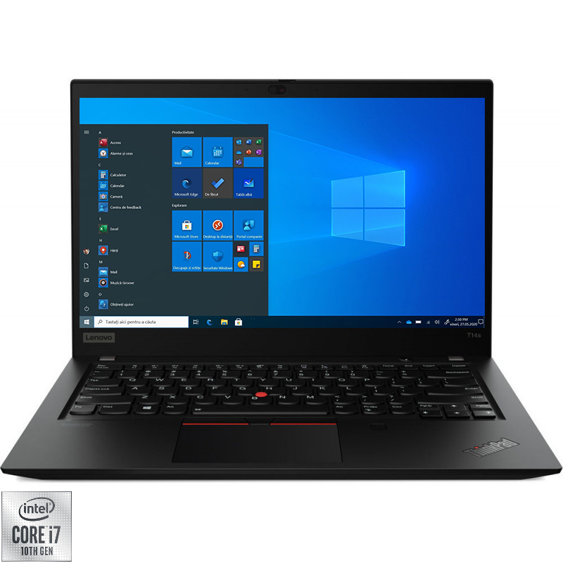 Laptop Lenovo 14'' ThinkPad T14s Gen 1, FHD, Procesor Intel® Core™ i7-10510U (8M Cache, up to 4.90 GHz), 16GB DDR4, 512GB SSD, GMA UHD, Win 10 Pro, Black