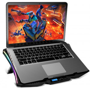 Spirit of Gamer AIRBLADE 1000 RGB, pana la 17.3 inch, 2 ventilatoare 115 mm, 8 pozitii, 6 viteze, sasiu aluminiu, LCD controller