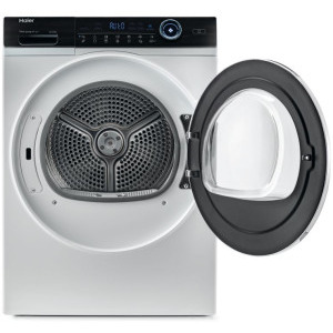 Haier HD90-A3979-S, Pompa de caldura, 9 kg, Clasa A+++, Inverter, Dry Sensor, iRefresh, iTime, Full Time Reverse, Pillow Drum, Drum light, Alb 