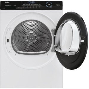 Haier HD80-A3959-S, Pompa de caldura, 8 kg, Clasa C, Inverter, iRefresh, Dry Sensor, Pillow drum, iTime, Filtru triplu, Alb