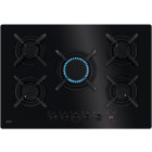 Plita incorporabila AEG HKB75453NB, 5 arzatoare, Aprindere electrica, Gratare fonta, Timer electronic, 75 cm, Negru