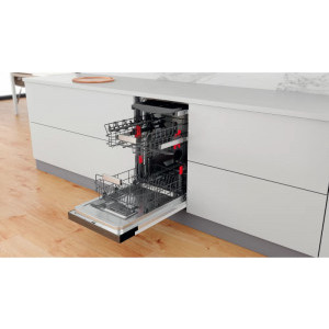 Whirlpool WSBO3O34PFX, Slim, 10 seturi, 8 programe, Clasa D, 6th Sense, Power Clean, 45 cm