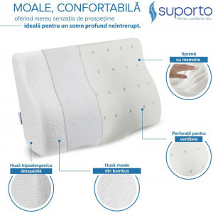 Suporto Set 2x perne cu suport cervical din spuma cu memorie pentru copii 12-16 ani
