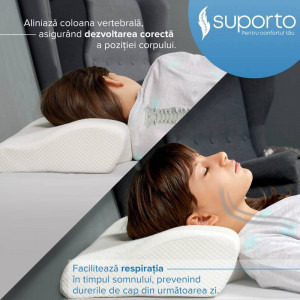 Suporto Set 4x perne cu suport cervical din spuma cu memorie pentru copii 12-16 ani