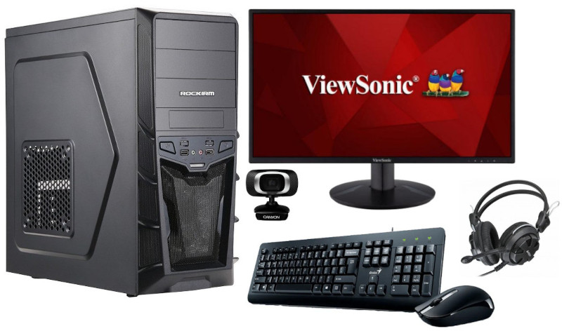 PC Complet Scoala Online Expert C32FB Intel i3-10100F (include PC, Monitor, Mouse, Tastatura, Casti cu Microfon si Camera WEB)