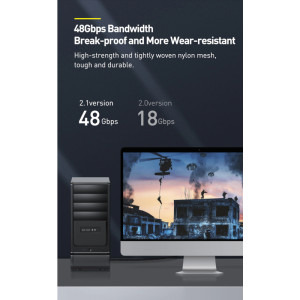 Baseus HD 8K, HDMI Male - HDMI Male, v2.1, 3m, negru