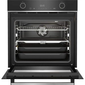 Beko BBVM13400XDS, Electric, 72 L, Split & Cook, RecycledNet, SteamShine Cleaning, SoftClose Door, 3D Cooking, Rafturi telescopice, Clasa A+, Negru