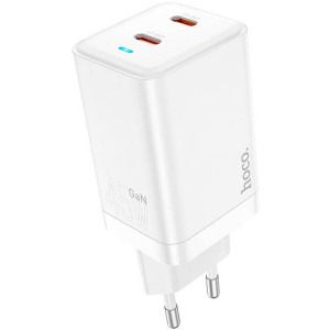 Hoco GaN, N23 Starlight, 2x USB-C, 45W, alb, tehnologia Quick Charge