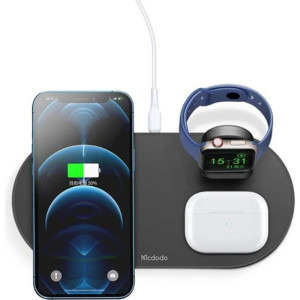 Mcdodo Trio Wireless Charging Pad pentru telefon / TWS / Apple Watch, 15W, Black