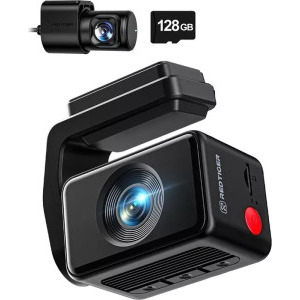 Redtiger F4 Pro 4K Wi-Fi + 1080p camera video pentru bord, microSD 128GB inclus