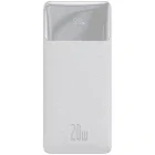 Baterie externa Baseus Bipow, 30000 mAh, 2x USB, 1x USB-C, 20 W, Display, White