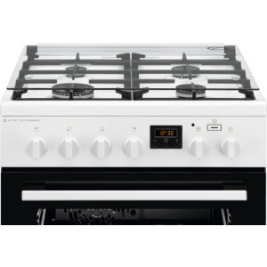 Electrolux LKK660200W, Mixt, 4 arzatoare gaz, Cuptor electric, Gratare fonta, Plus Steam, AirFry, Aprindere integrata, Grill electric, Clasa A, 60 cm, Alb