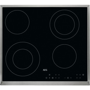 Plita incorporabila AEG HK634021XB, Vitroceramica, 4 zone de gatit, Control touch, Stop&Go, Rama inox, 60 cm, Negru