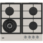 Plita incorporabila Beko HILW64225SBG, Gaz, 4 Arzatoare, Arzator Wok, 60 cm, Sticla crem