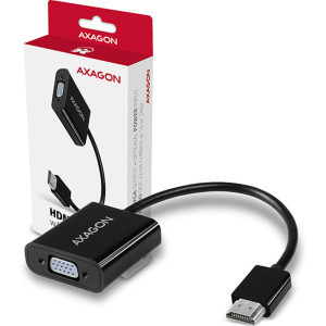 AXAGON 1x HDMI 1.4b Male - 1x VGA Female, 1x Jack 3.5 mm Female, 1x Micro USB Female, 0.15 m, negru