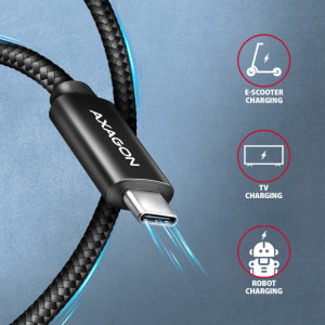 AXAGON USB-C 2.0 Male la USB-C 2.0 Male, 3 m, PD 240W, 5A, Negru