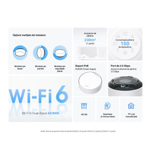 TP-LINK 2.5Gigabit DECO X50-POE AX3000 MESH Dual-Band WiFi 6 2 buc