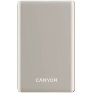 Baterie externa Canyon 5000 mAh, OnCharge 505 Slim, Incarcare wireless Magsafe, Power Delivery 20W, Beige
