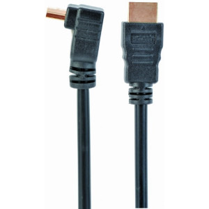 Cablu video Gembird Male - HDMI Male, v2.0, 1.0 m, Conector 90 grade, Negru