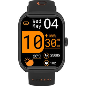 COLMi P86 negru, curea din silicon negru-orange