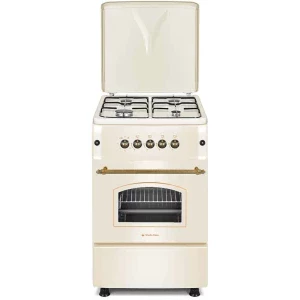 Aragaz Studio Casa FE50/55G, Gaz, 4 arzatoare, Sistem de siguranta, Aprindere integrata, Grill, Clasa A, 50 cm, Crem