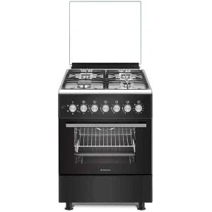 Aragaz Studio Casa BRUNO57/57NERO/X, Mixt, 4 arzatoare, Sistem de siguranta, Aprindere integrata, Grill, Rotisor, Clasa A, 57 cm, Negru
