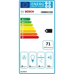 Bosch integrata DBB85CC60, Putere de absorbtie 582 m3/h, Clasa B, 3 trepte de viteza, Iluminare LED, 80 cm, Negru