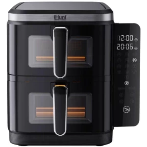 iHunt Friteuza cu aer cald Bro Dual Stack, 2800W, 5.5 L + 5.5L, Negru
