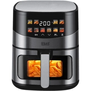 iHunt Friteuza cu aer cald Bro Ultra 6, 1500W, 6.5L, Negru/Argintiu