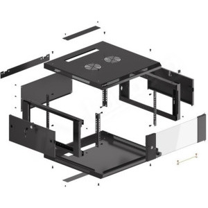 Lanberg WF01-6604-10B 4U, Wall mount, 600 x 600, Glass door, Black