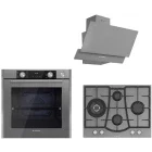 Pachet incorporabil Studio Casa Glamour Cuptor electric & Plita pe gaz & Hota decorativa, Gri