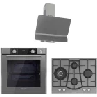 Pachet incorporabil Studio Casa Plane Elegance Cuptor electric & Plita pe gaz & Hota decorativa, Gri