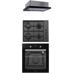 Pachet incorporabil Studio Casa Black Cuptor electric & Plita pe gaz & Hota telescopica, Negru