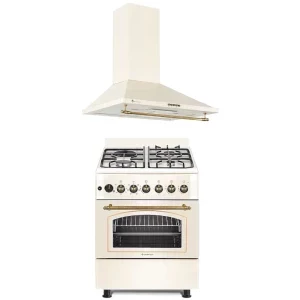 Pachet incorporabil Studio Casa Multifunctional Plus Aragaz pe gaz & Hota decorativa, Crem