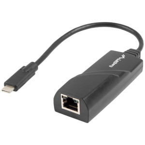 Adaptor Lanberg 1x USB-C Male - 1x RJ45 Female, Negru