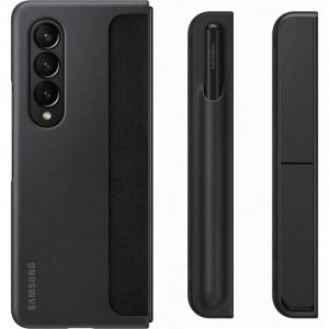 Samsung Protectie pentru spate Leather Flip Stand Black pentru Galaxy Z Fold 4 + S-Pen