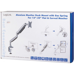 Logilink BP0042, 13 - 32 inch, argintiu, piston gaz