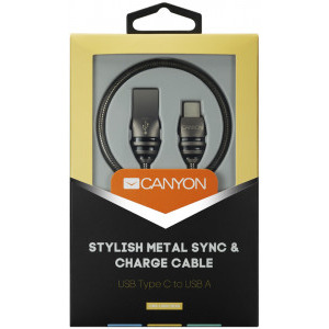 Canyon UC-5, USB Male la USB-C Male, 1 m, Grey-Black