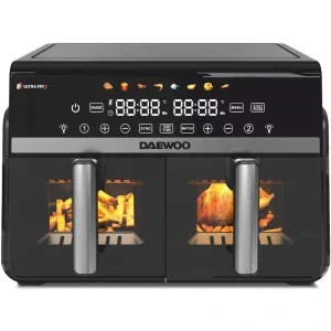 Daewoo Friteuza cu aer cald DAF2X1100LRB, 2200W, 5 L + 5L, Negru