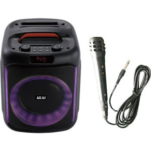 Akai Boxa portabila ABTS-V20, 20W, Bluetooth 5.0, Radio FM, USB, TF Card, LED, Black + Microfon wired